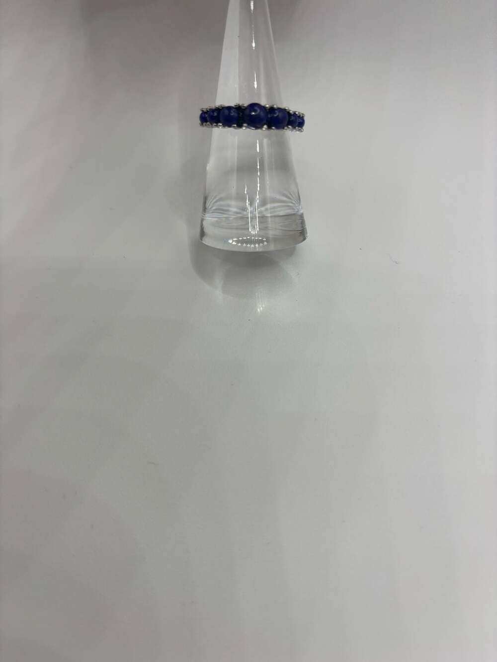 Sterling Silver Lapis Lazuli Bead Band Ring Size 7.5